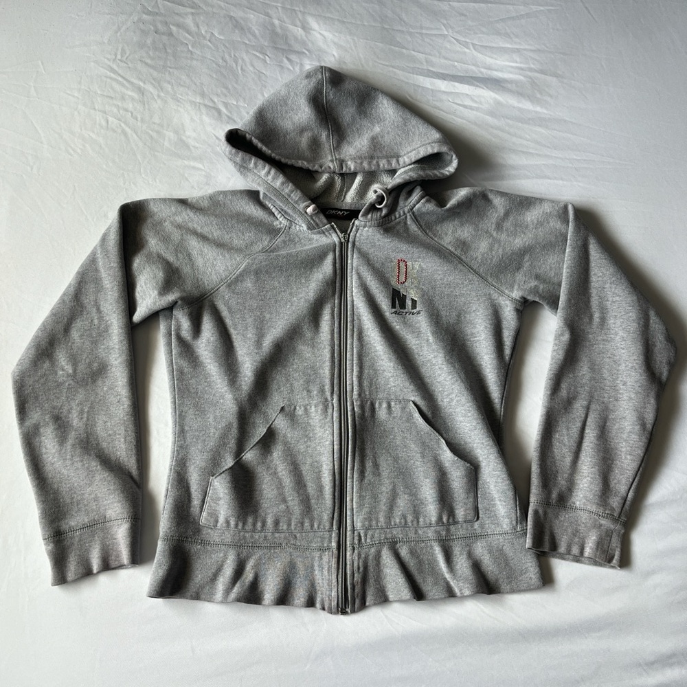 DKNY Light Gray Zip-Up Hoodie